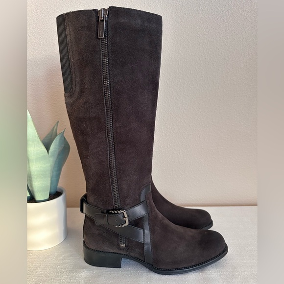 New AQUATALIA Brown Suede Trim Embellished Knee Height Riding Boots Women’s 11 - Picture 4 of 15